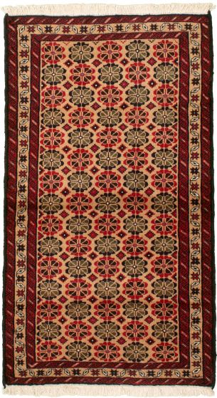 Bordered  Tribal Ivory Area rug 3x5 Afghan Hand-knotted 334152