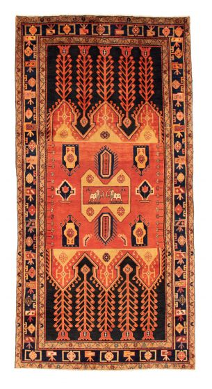 Bordered  Tribal Brown Area rug Unique Persian Hand-knotted 352691