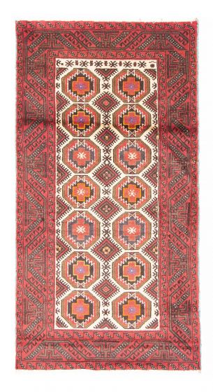 Bordered  Tribal Ivory Area rug 3x5 Persian Hand-knotted 381696