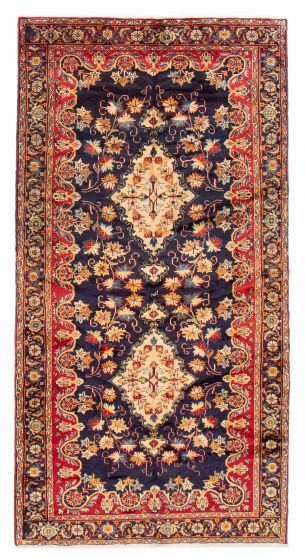 Bordered  Traditional Blue Area rug Unique Turkish Hand-knotted 385790