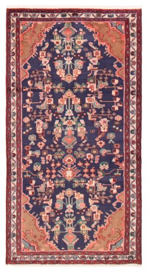 Bordered  Tribal Blue Area rug 4x6 Turkish Hand-knotted 389437