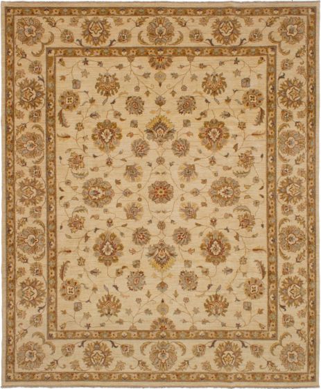 Bordered  Traditional Ivory Area rug 6x9 Pakistani Hand-knotted 268807