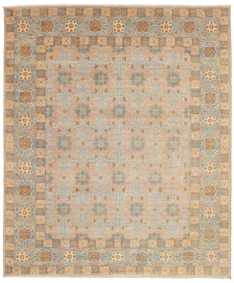 Bordered  Transitional Yellow Area rug 6x9 Pakistani Hand-knotted 338897