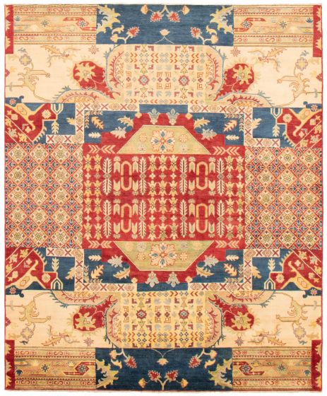 Transitional Red Area rug 6x9 Afghan Hand-knotted 363742